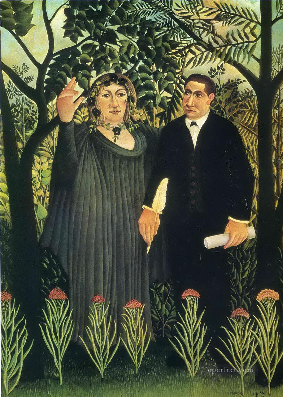 the muse inspiring the poet 1909 Henri Rousseau Post Impressionism Naive Primitivism Oil Paintings